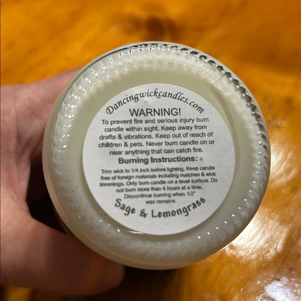 100% Soy‎ Candle Sage & Lemongrass Scent 40 Hour Burn New